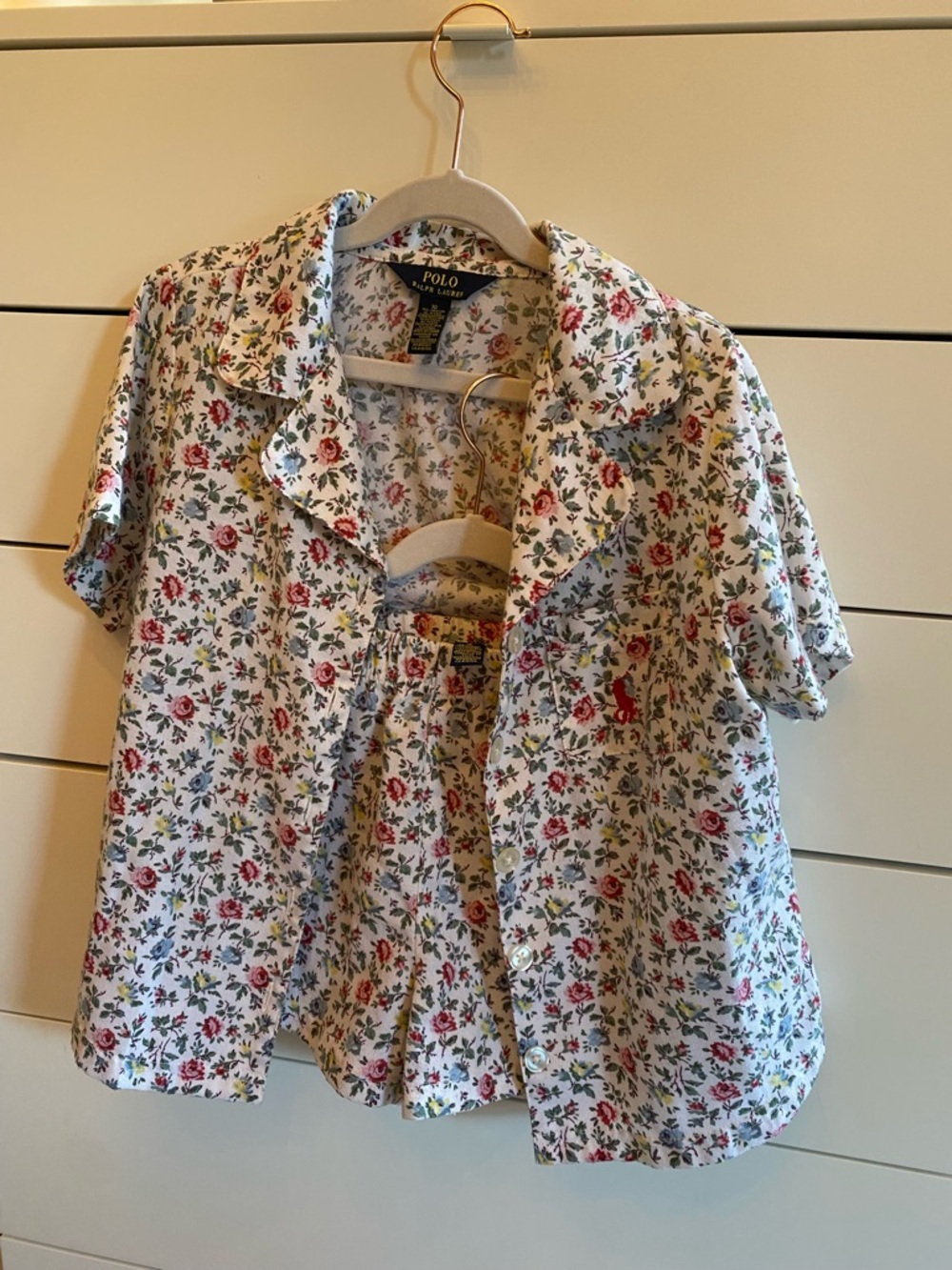 Polo by Ralph Lauren PJ set with White & pink Floral Print size 10 girls